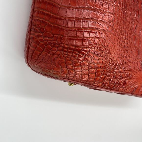 Brahmin Red Croc Embossed Shoulder Bag Purse - Picture 11 of 15
